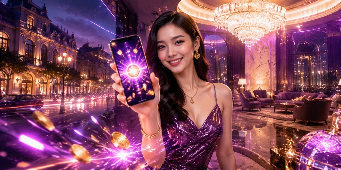 Người dùng Hà Nội truy cập casino trực tuyến trên điện thoại với hiệu ứng neon ban đêm